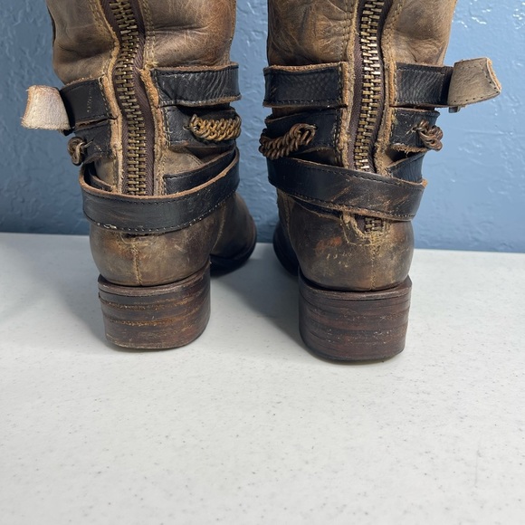 Freebird By Steven Aspen Long Brown Buckle/chains Leather Boho women boots Sz 7 - Picture 11 of 16